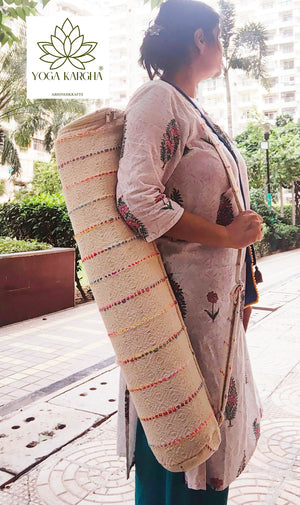 Handmade Upcycled Yoga Mat Bag Made With Upcycled Handwoven Fabric - Morocco
