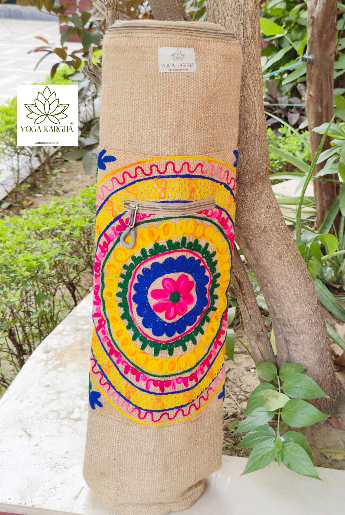 YogaKargha Handmade Upcycled Yoga Mat Bag Made With Upcycled Handwoven Fabric - Panacea