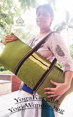 Yogi's Wonder Tote Bag - Upcycled Large Handmade Yoga/Pilates/Exercise Bag, Yoga Mat Bag for Yoga lover/Yogi - Extra Spacious, Large Gym Bag