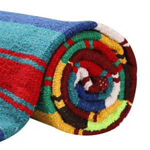 Handwoven & Handmade - Indian Boho/Bohemian Cotton Reversible Braided Area Rug/Chindi Rag/Floor Runner/Yoga Mat/Dhurrie/Kilm/Carpet