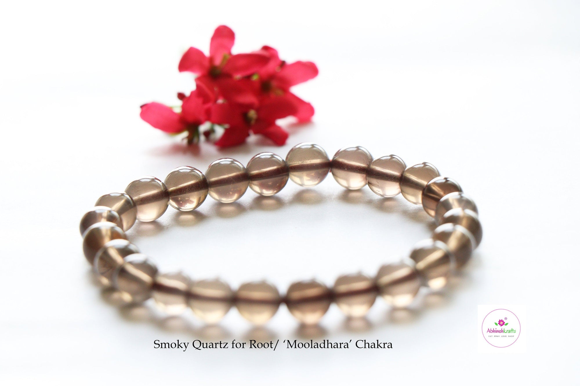 Smoky Quartz Bracelet/Jewelry, Elastic Crystal Bead (8mm) Healing Bracelet, Energy Healing /Chakra Balancing - Root Chakra Stone