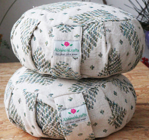 Yoga Meditation Cushion | Handwoven Handmade Round Zafu Pillow  |Zipped Cover |Washable| Portable - Diamond - Filling Options Available