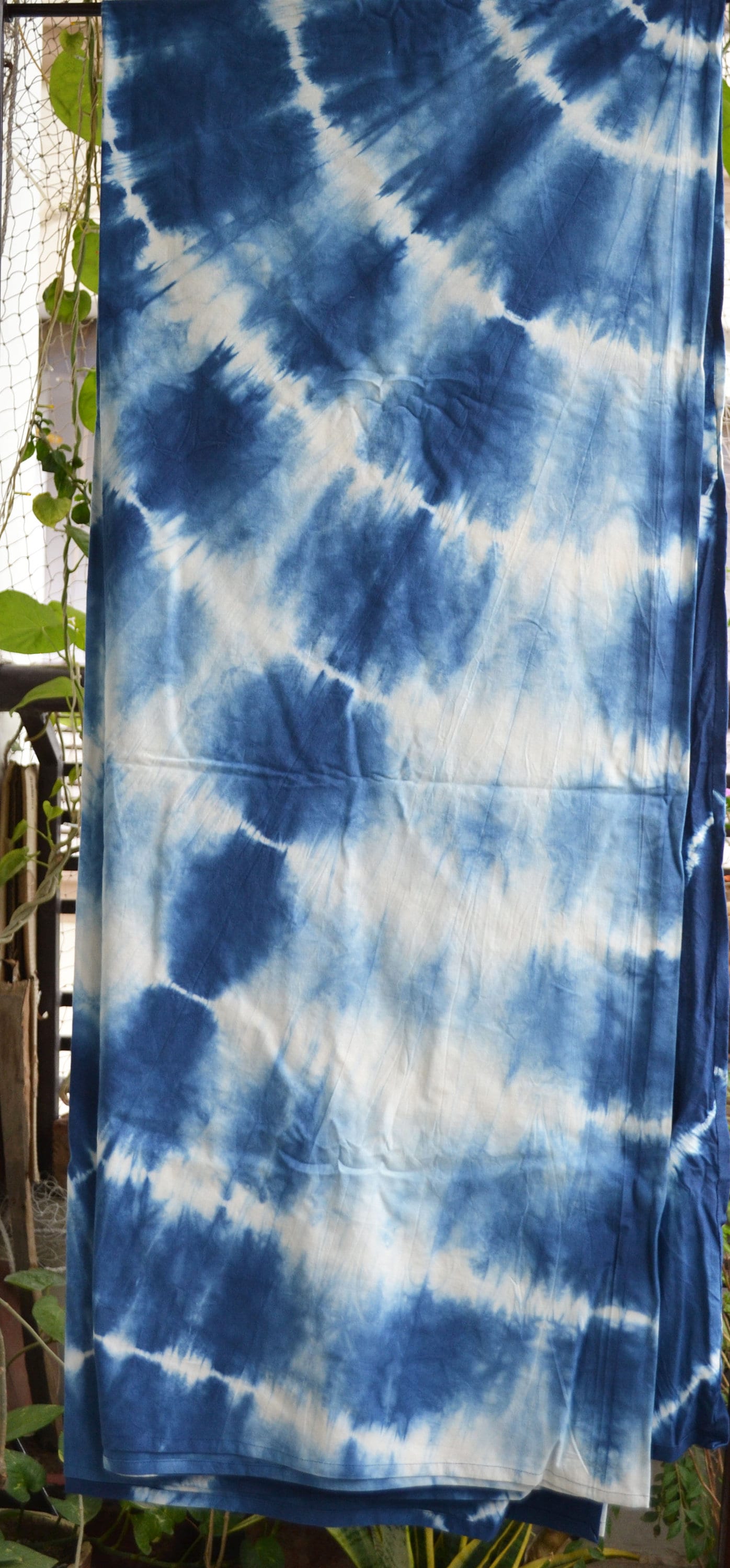 Bed-sheet/Bed-cover/Bed Linen - Hand block printed bed sheet (pure cotton) with pillow cases - King Size -Indigo Twirl