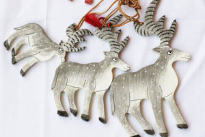 Reindeer Set - Christmas Ornaments, Christmas Baubles, Hanging Ornaments, Christmas Decoration, Handmade Paper Mache Christmas Gift