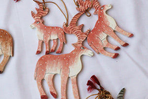 Reindeer Set - Christmas Ornaments, Christmas Baubles, Hanging Ornaments, Christmas Decoration, Handmade Paper Mache Christmas Gift