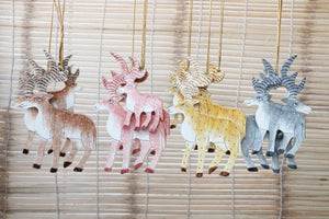 Reindeer Set - Christmas Ornaments, Christmas Baubles, Hanging Ornaments, Christmas Decoration, Handmade Paper Mache Christmas Gift