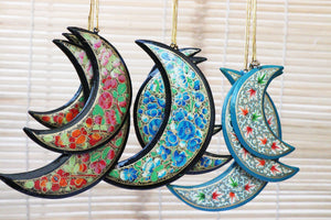 Moon Set - Christmas Ornaments, Christmas Baubles, Hanging Ornaments, Christmas Decoration, Handmade Paper Mache Christmas Gift