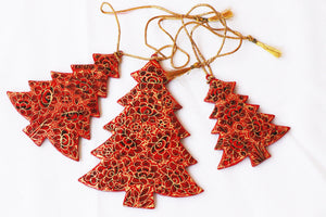 Christmas Tree Set - Christmas Ornaments, Christmas Baubles, Hanging Ornaments, Christmas Decoration, Handmade Paper Mache Christmas Gift