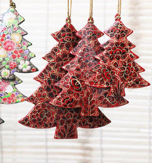 Christmas Tree Set - Christmas Ornaments, Christmas Baubles, Hanging Ornaments, Christmas Decoration, Handmade Paper Mache Christmas Gift