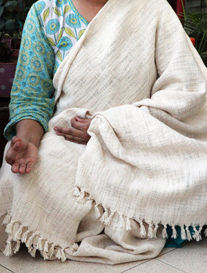 Combo Set - Handwoven Organic Cotton Blanket and a Meditation Cushion - Design: Ananda - Christmas Gift