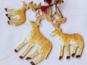 Reindeer Set - Christmas Ornaments, Christmas Baubles, Hanging Ornaments, Christmas Decoration, Handmade Paper Mache Christmas Gift