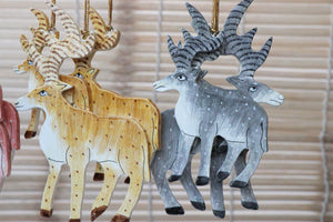 Reindeer Set - Christmas Ornaments, Christmas Baubles, Hanging Ornaments, Christmas Decoration, Handmade Paper Mache Christmas Gift