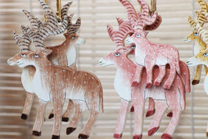 Reindeer Set - Christmas Ornaments, Christmas Baubles, Hanging Ornaments, Christmas Decoration, Handmade Paper Mache Christmas Gift