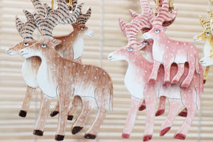 Reindeer Set - Christmas Ornaments, Christmas Baubles, Hanging Ornaments, Christmas Decoration, Handmade Paper Mache Christmas Gift