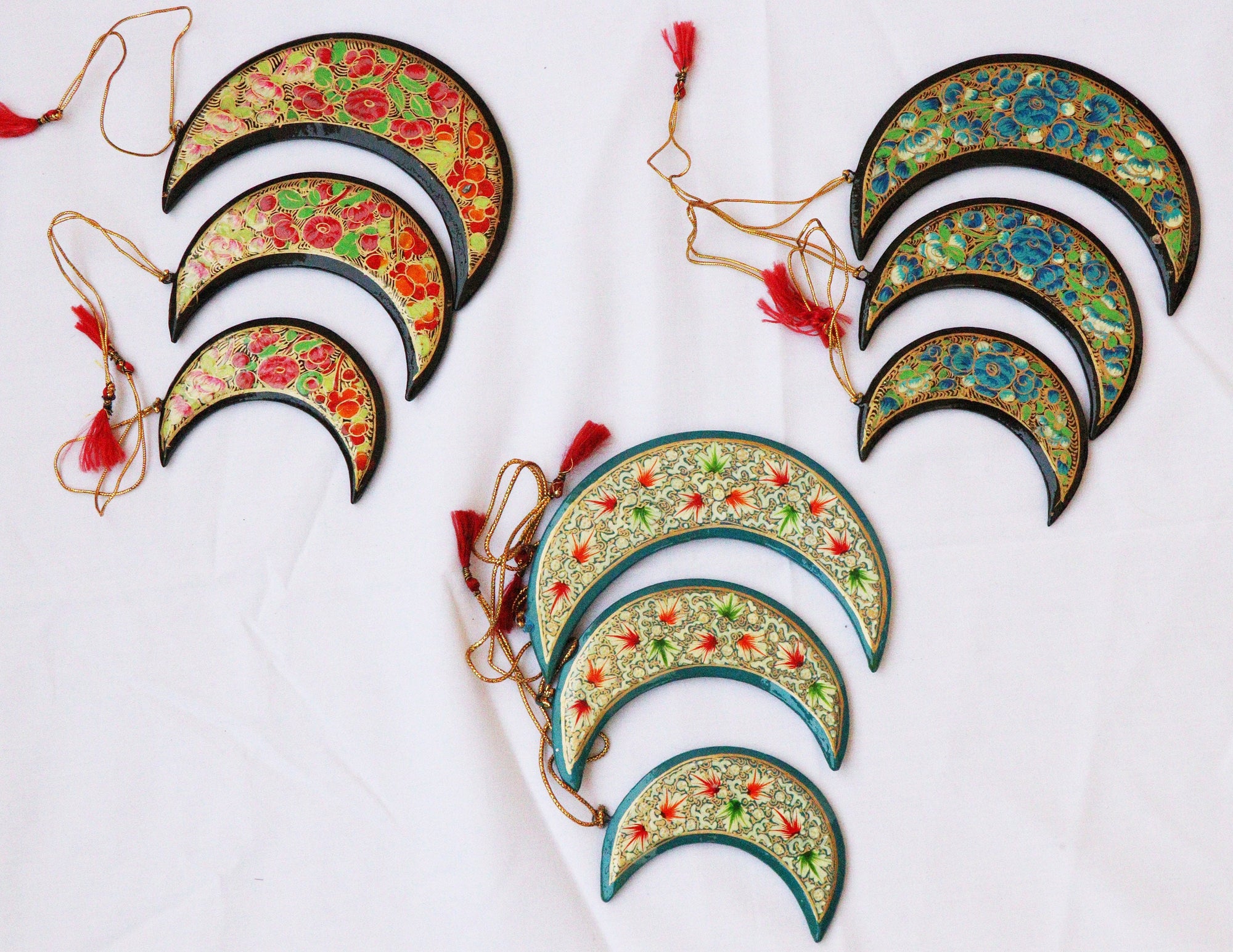Moon Set - Christmas Ornaments, Christmas Baubles, Hanging Ornaments, Christmas Decoration, Handmade Paper Mache Christmas Gift