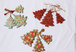 Christmas Tree Set - Christmas Ornaments, Christmas Baubles, Hanging Ornaments, Christmas Decoration, Handmade Paper Mache Christmas Gift