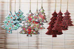 Christmas Tree Set - Christmas Ornaments, Christmas Baubles, Hanging Ornaments, Christmas Decoration, Handmade Paper Mache Christmas Gift