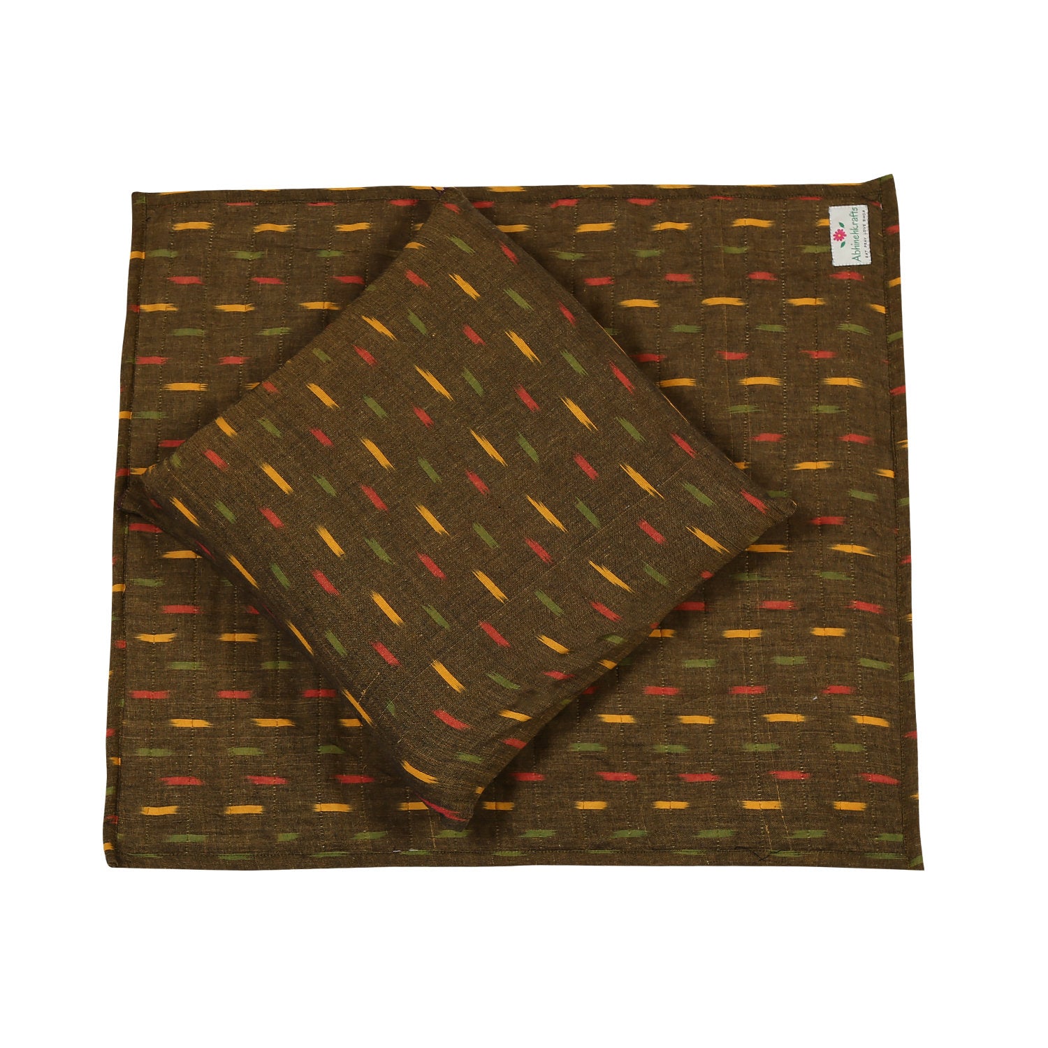 Meditation & Prayer Mat with Matching Cushion/Pillow/Seat - Handwoven Rug with Ikkat Print - Just like Olives