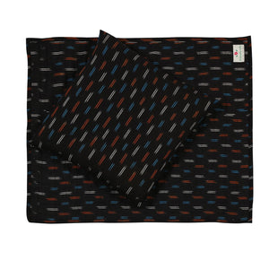 Meditation & Prayer Mat with Matching Cushion/Pillow/Seat - Handwoven Rug with Ikkat Print - Charcoal