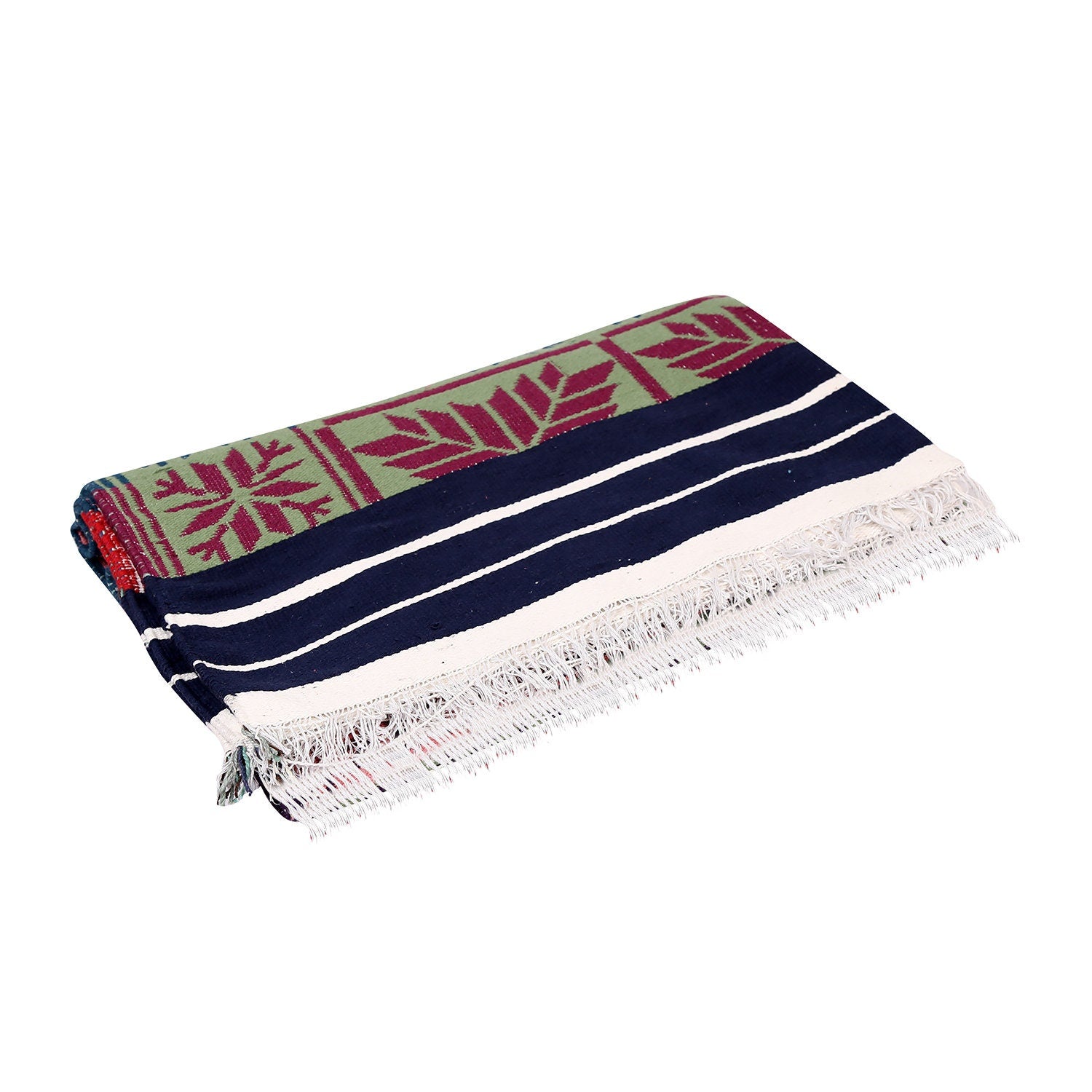 Indian Boho/Bohemian Cotton Reversible Area Rug/Chindi Rag/Floor Runner/Yoga Mat/Dhurrie/Kilm/Carpet - Adhrit
