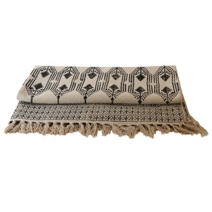 Area Rug - Hand Block Mat for Yoga, Pilates, Fitness, and Meditation - (Handwoven Area Rug, Mat, Dhurrie, Hand Block-Printed Rug) - Saanjh
