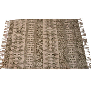 Area Rug - Hand Block Mat for Yoga, Pilates, Fitness, and Meditation - (Handwoven Area Rug, Mat, Dhurrie, Hand Block-Printed Rug) - Aarushi