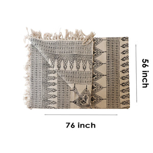 Area Rug - Hand Block Mat for Yoga, Pilates, Fitness, and Meditation - (Handwoven Area Rug, Mat, Dhurrie, Hand Block-Printed Rug) - Saanjh