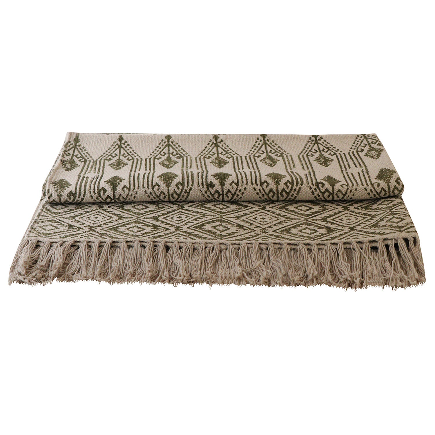 Area Rug - Hand Block Mat for Yoga, Pilates, Fitness, and Meditation - (Handwoven Area Rug, Mat, Dhurrie, Hand Block-Printed Rug) - Aarushi