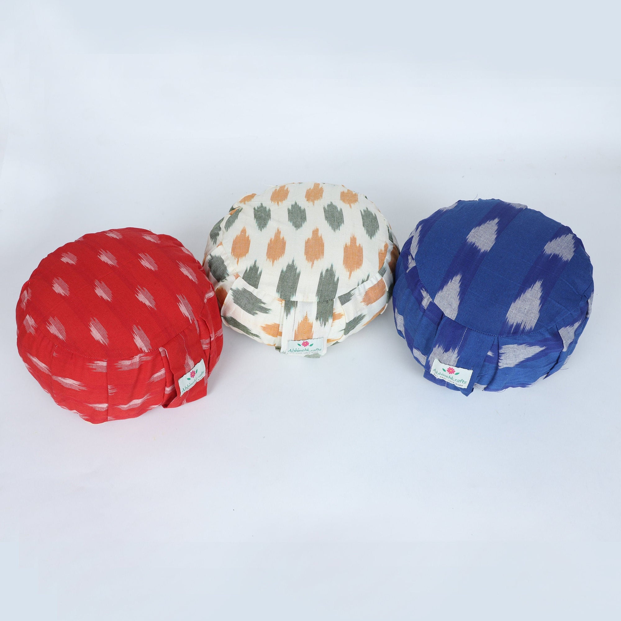 Handwoven Rondo Yoga Meditation Cushion, Zafu Yoga Pillow - Ikat