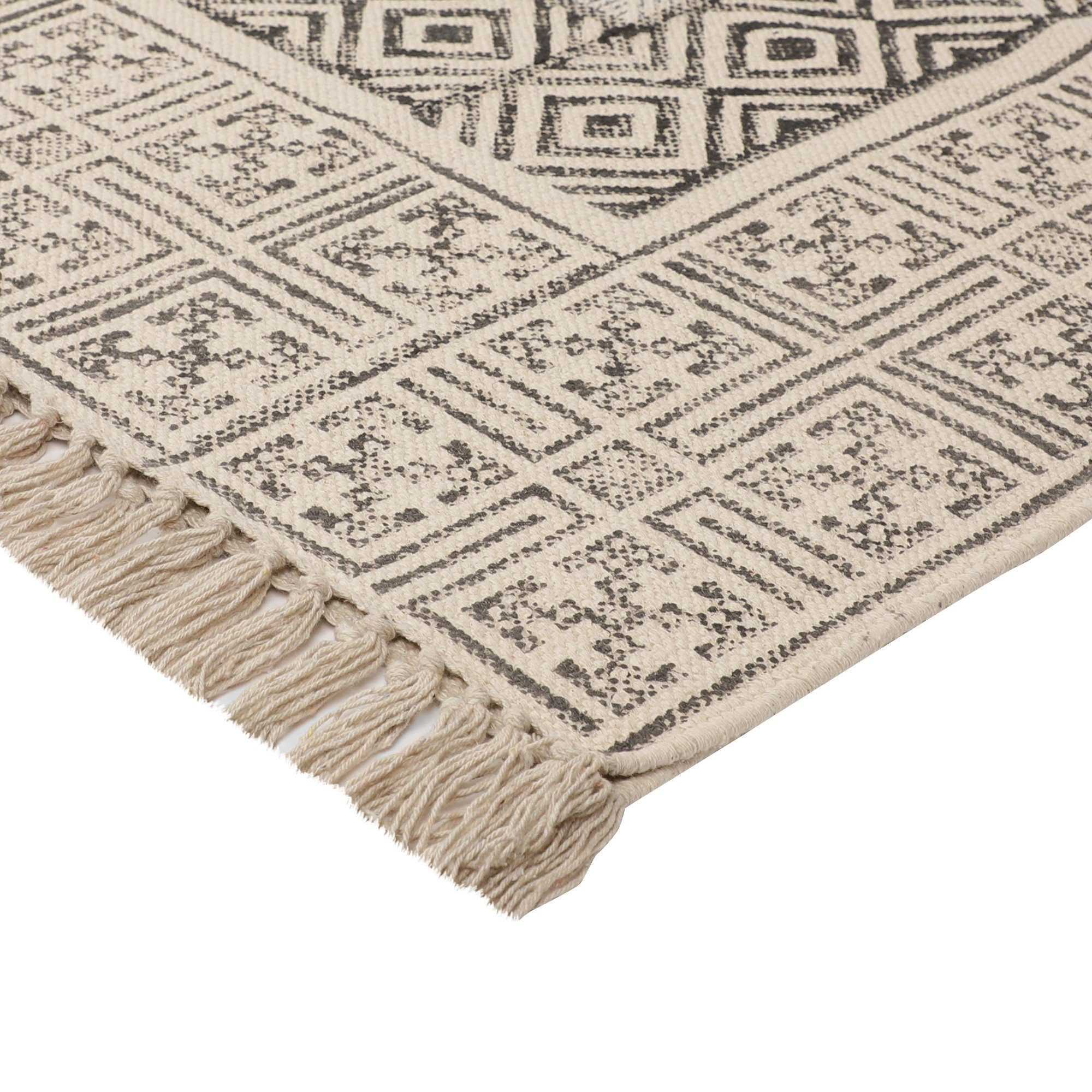 Large Yoga Mat 6x 4 feet  for Yoga, Pilates, Fitness, and Meditation - (Handwoven Area Rug, Mat, Dhurrie, Hand Block-Printed Rug)