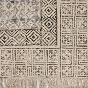 Large Yoga Mat 6x 4 feet  for Yoga, Pilates, Fitness, and Meditation - (Handwoven Area Rug, Mat, Dhurrie, Hand Block-Printed Rug)