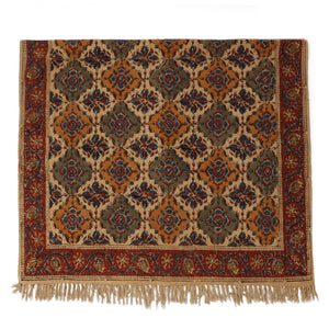 Large Cotton Yoga Mat -  5x3 feet Area Rug - Kalamkari Hand Block Printed - Cotton Area/Yoga Rug - Handwoven Cotton Carpet