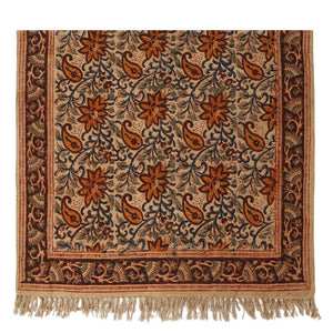 Large Cotton Yoga Mat - 6x4 feet (large) Area Rug - Kalamkari Hand Block Printed - Cotton Area/Yoga Rug - Handwoven Cotton Carpet