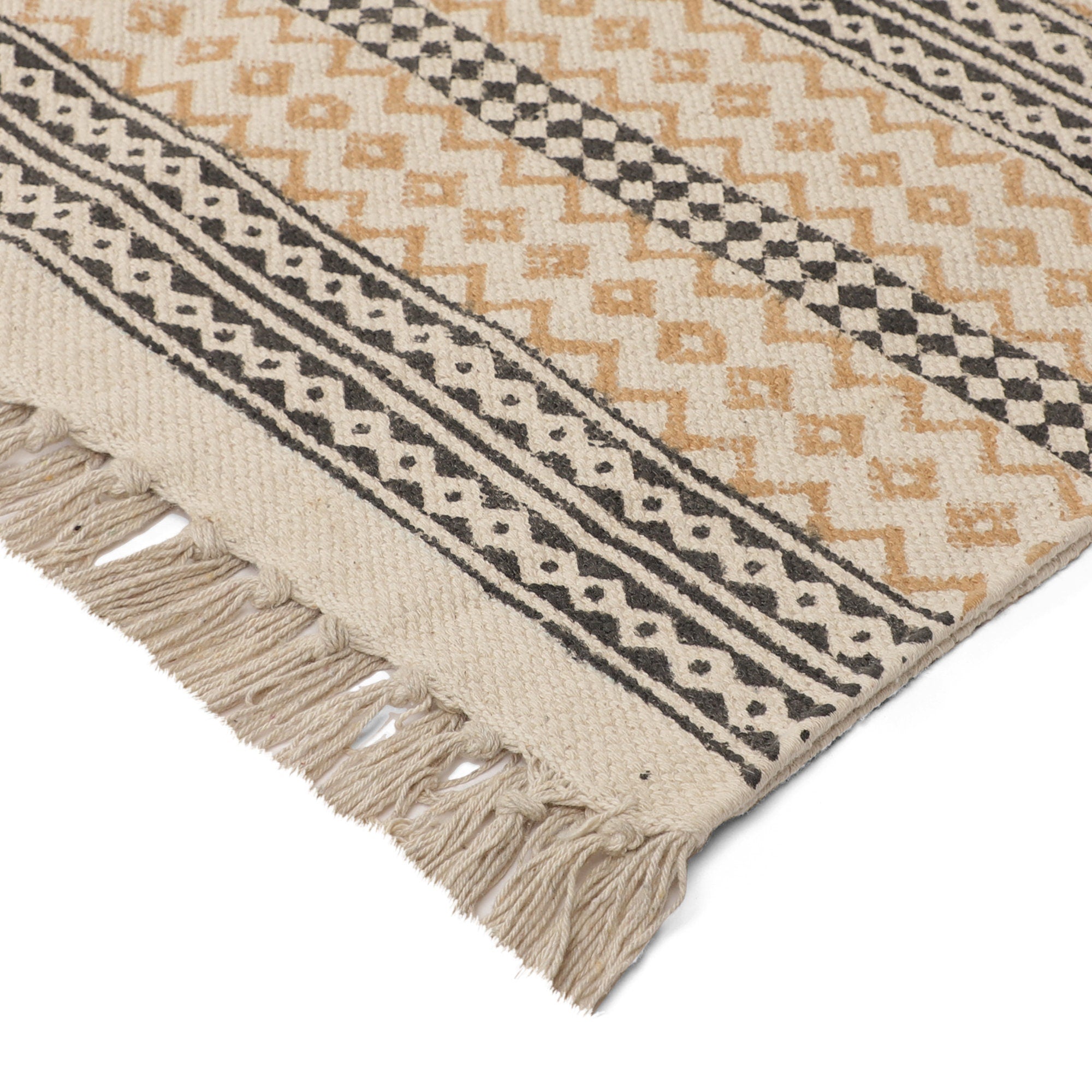 6x 4 feet Area Rug - Hand Block Mat for Yoga, Pilates, Fitness, and Meditation - (Handwoven Area Rug, Mat, Dhurrie, Hand Block-Printed Rug)