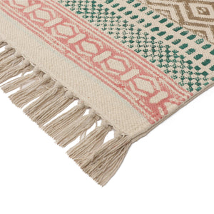Large Yoga Mat 6x 4 feet  for Yoga, Pilates, Fitness, and Meditation - (Handwoven Area Rug, Mat, Dhurrie, Hand Block-Printed Rug)
