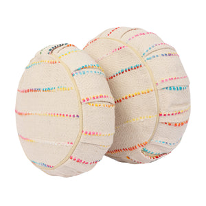 Yoga Meditation Cushion | Handwoven Handmade Round Zafu Pillow  |Zipped Cover |Washable| Portable - Marrakesh - Filling Options