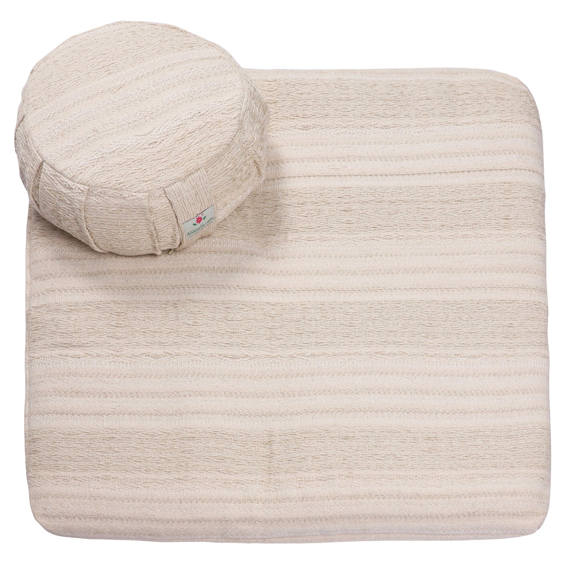 AbhinehKrafts Meditation Set - Combo Set of Zabuton Meditation Mat and a Zafu Meditation Cushion - Yoga & Meditation Pillow - Chaitanya