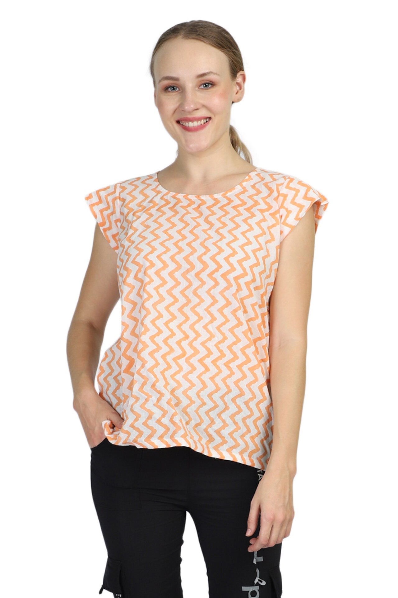 Yoga Top Wear - Cotton, Meditation Top, Cotton Shirt - Handblock printed Cotton Top/Tunic/Shirt