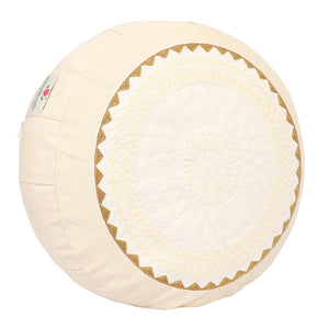 Yoga Meditation Cushion - 16 Inch Extra Large - Seoul  | Handmade Round Zafu Pillow  |Zipped Cover |Washable| Portable - Filling Options