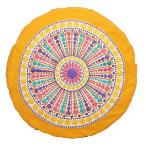 Yoga Meditation Cushion - 16 Inch Extra Large - Venice  | Handmade Round Zafu Pillow  |Zipped Cover |Washable| Portable - Filling Options