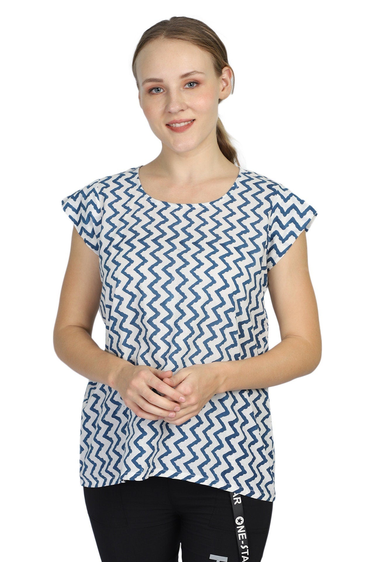 Yoga Top Wear - Cotton, Meditation Top, Cotton Shirt - Handblock printed Cotton Top/Tunic/Shirt