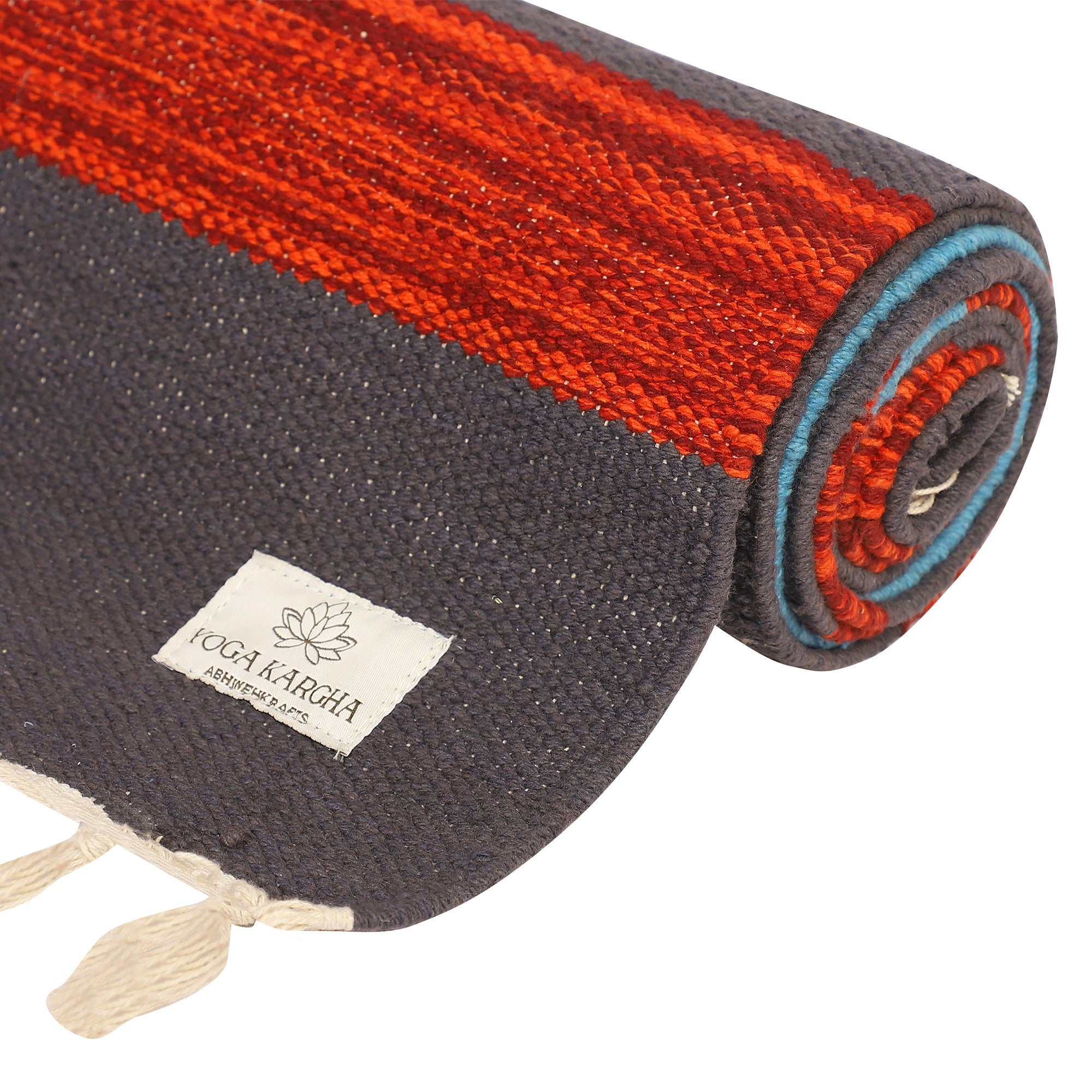 YogaKargha Cotton Handwoven Mat for Yoga, Pilates, Fitness, Prayer, Meditation or Home Decor - Kyoto