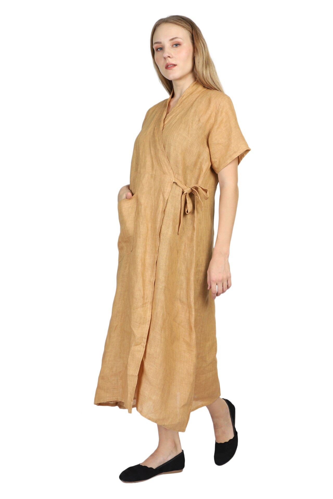 Meditation/Prayer Kaftan, Meditation Robe, Linen Robe, Linen Kaftan, Linen Dress (Handstitched, Linen)  - Free Size